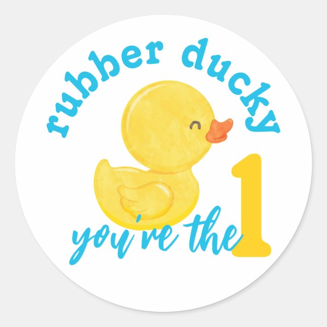 Rubber Ducky You're the One 1st Birthday Stickers (Front)