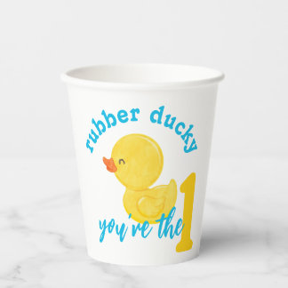Rubber Ducky You're the One First Birthday Paper Cups