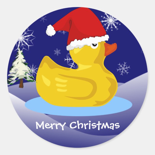 Rubber Ducky's Christmas Classic Round Sticker (Front)