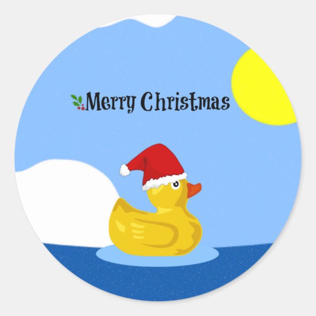 Rubber Ducky's Christmas Swim Classic Round Sticker (Front)