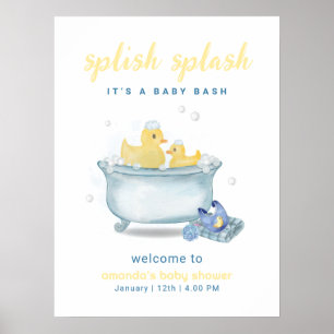 Rubber Mummy Duck Bathtub Baby Shower Welcome  Poster