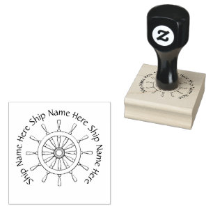 Rubber Stamp - Ship Wheel with Name