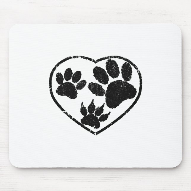 Rubber Stamped Heart And Pet Paw Prints Mouse Mat (Front)