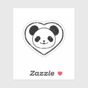 Rubber Stamped Panda Bear And Heart