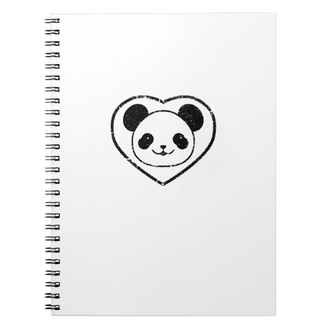 Rubber Stamped Panda Bear And Heart Notebook (Front)