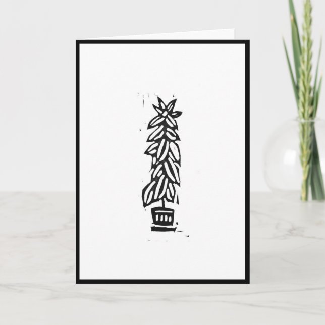 Rubber tree Block print Card (Front)