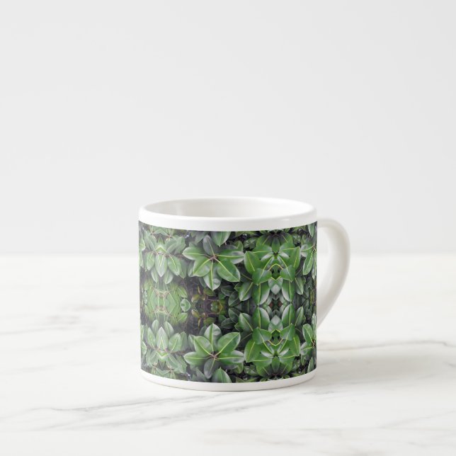 Rubber Tree Leaf Pattern Espresso Cup (Front Right)