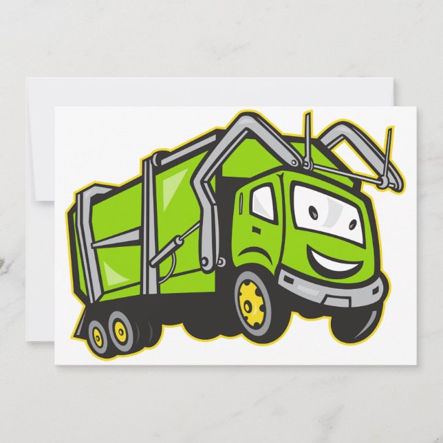 Rubbish Truck Invitations (Front)