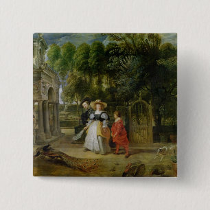 Rubens and Helene Fourment in the Garden 15 Cm Square Badge