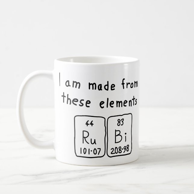 Rubi periodic table name mug (Left)