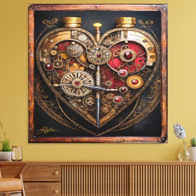 Rubies And Gears Heart Steampunk Series Canvas Print (Insitu(LivingRoom))