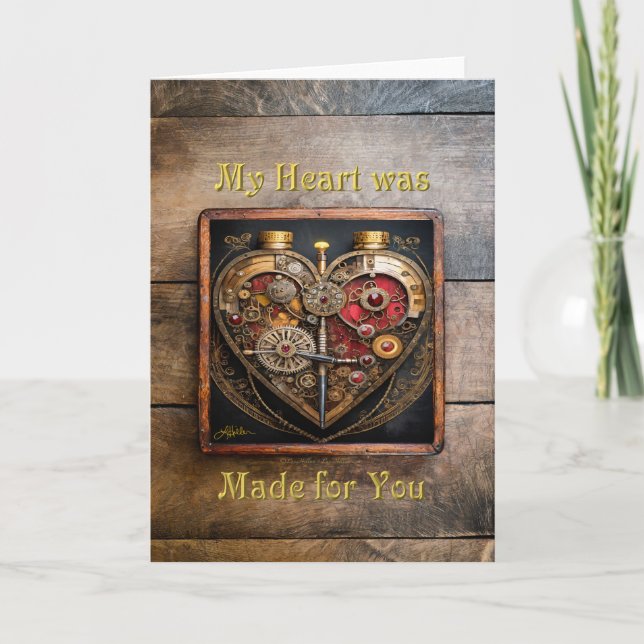 Rubies And Gears Heart Steampunk Series Thank You Card (Front)