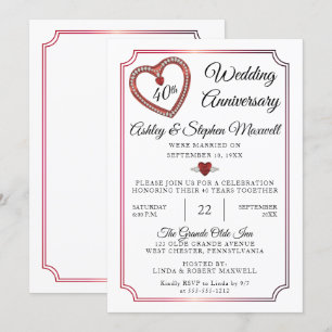 Rubies   Diamonds 40th Wedding Anniversary Party Invitation