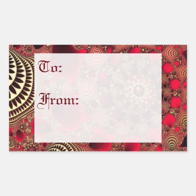 Rubies & Gold Gift Tag Stickers (Front)