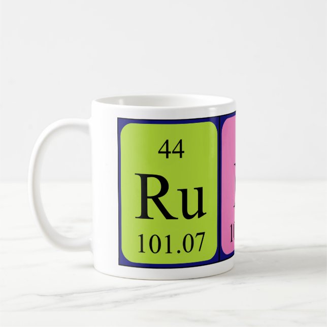 Rubo periodic table name mug (Left)