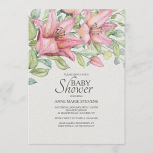 Rubrum Lilies Baby Shower Invitation