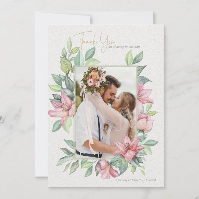 Rubrum Lilies Photo Thank You Card (Front)