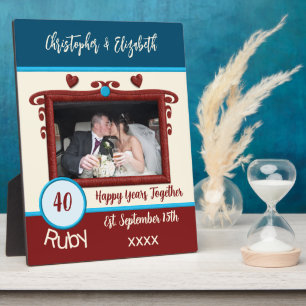 Ruby 40 years anniversary add names photo blue plaque
