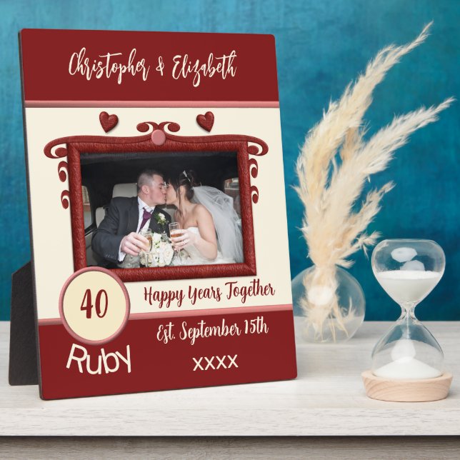Ruby 40 years anniversary add names photo red plaque (Side)