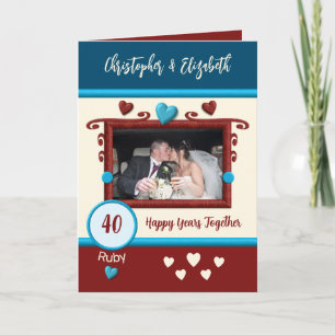 Ruby 40th anniversary add photo names blue card
