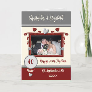 Ruby 40th anniversary add photo names grey card