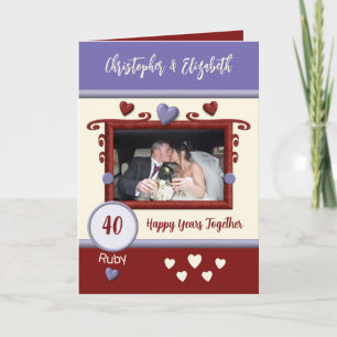 Ruby 40th anniversary add photo names purple card