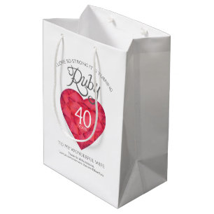 Ruby 40th anniversary custom jewellery gift bag