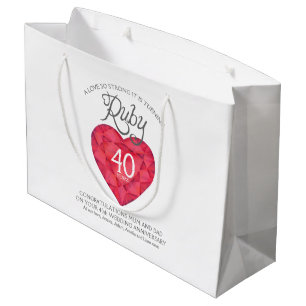Ruby 40th anniversary custom parents gift bag