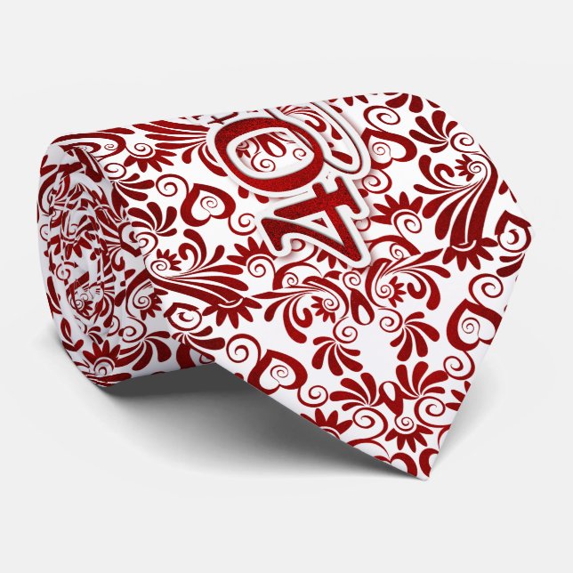 Ruby 40th Anniversary Faux Red Lead Swirls Tie (Rolled)