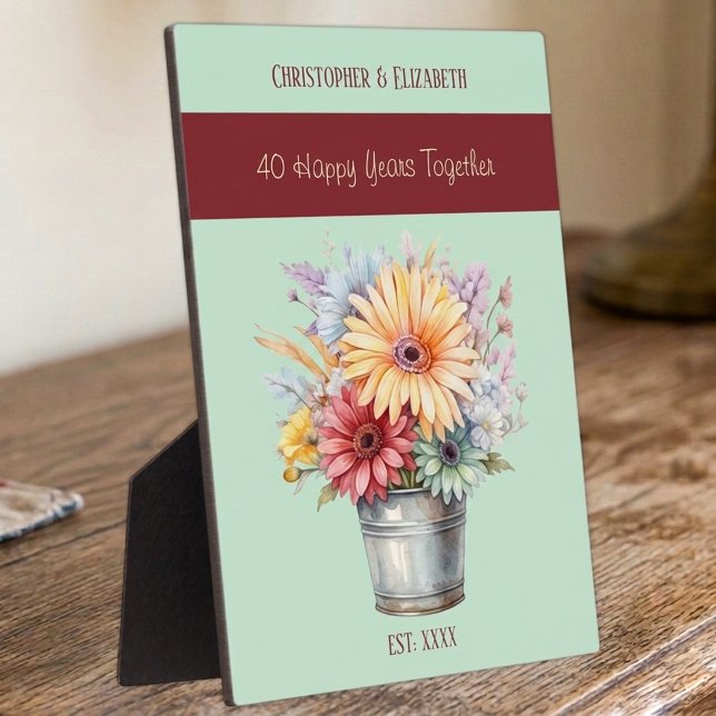 Ruby 40th anniversary flowers names green plaque (Creator Uploaded)