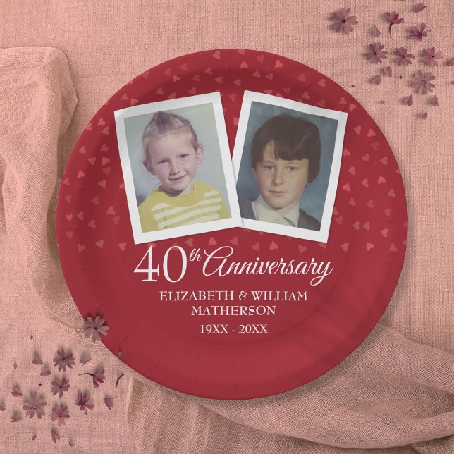 Ruby 40th Wedding Anniversary 2 Photo Paper Plate (Ruby 40th Wedding Anniversary 2 Photo Paper Plates)