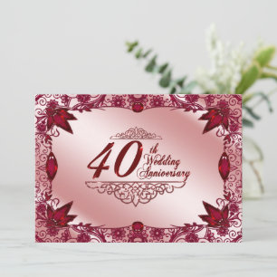 Ruby 40th Wedding Anniversary 5x7 Invitation