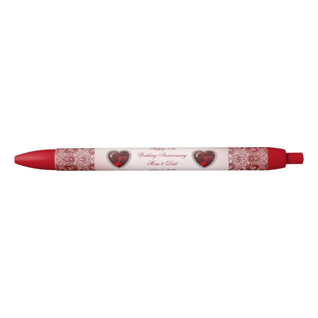 Ruby 40th Wedding Anniversary Black Ink Pen (Front)