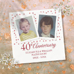 Ruby 40th Wedding Anniversary Childhood Photos Napkin<br><div class="desc">Personalise with your favourite childhood photos and your special forty years ruby anniversary information in chic white lettering. Designed by Thisisnotme©</div>