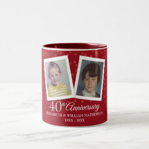 Ruby 40th Wedding Anniversary Childhood Photos Two-Tone Coffee Mug