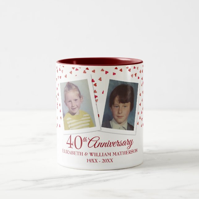 Ruby 40th Wedding Anniversary Childhood Photos Two-Tone Coffee Mug (Center)