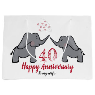 Ruby 40th wedding anniversary elephant wife large gift bag