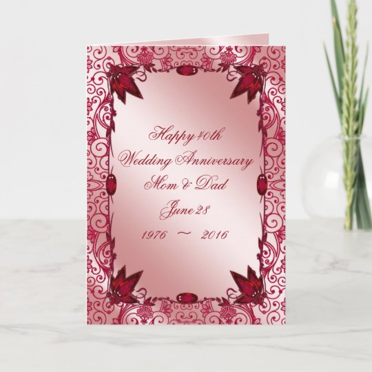 Ruby 40th Wedding  Anniversary  Greeting  Card  Zazzle co uk 
