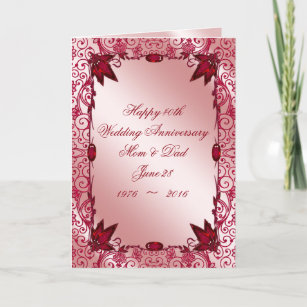 Ruby 40th Wedding Anniversary Greeting Card