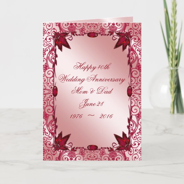 Ruby 40th Wedding Anniversary Greeting Card (Front)