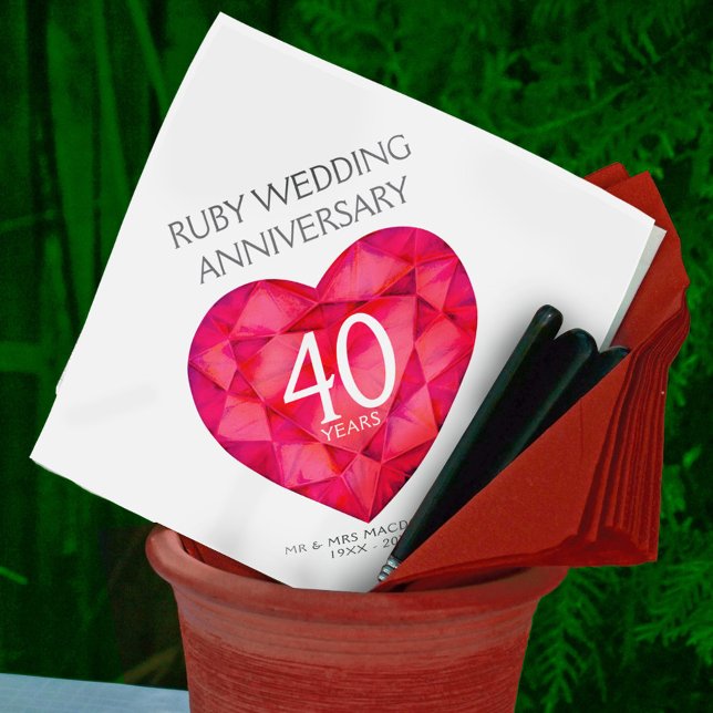 Ruby 40th wedding Anniversary heart art napkins (Creator Uploaded)