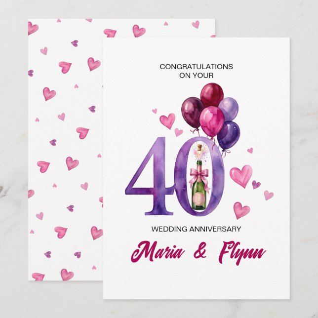 Ruby 40th Wedding Anniversary Invitation (Front/Back)
