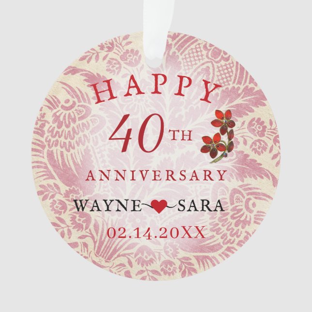 Ruby 40th Wedding Anniversary Ornament (Front)