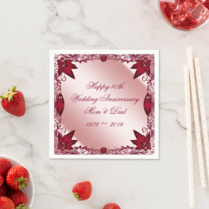 Ruby 40th Wedding Anniversary Paper Napkins