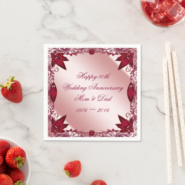 Ruby 40th Wedding Anniversary Paper Napkins (Insitu)