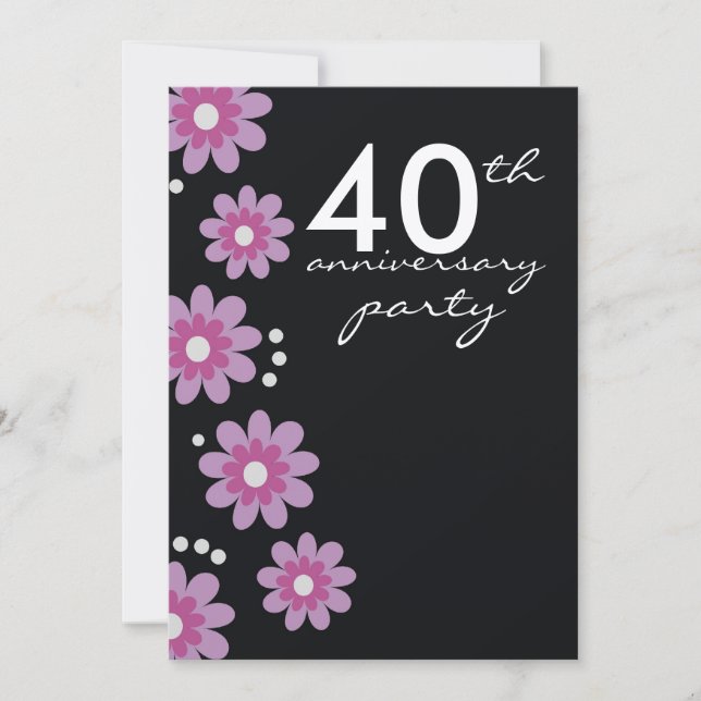 Ruby 40th Wedding Anniversary Party Invitations (Front)