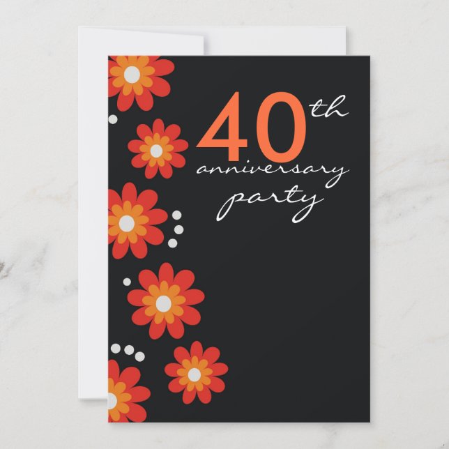 Ruby 40th Wedding Anniversary Party Invitations (Front)