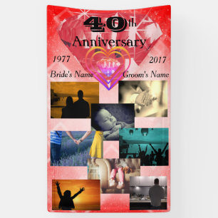 Ruby 40th Wedding Anniversary Personalised Photo Banner