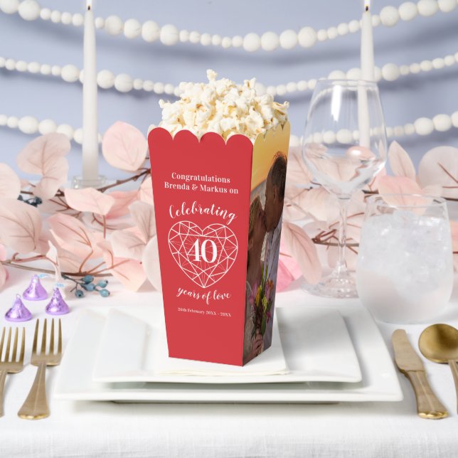 Ruby 40th wedding anniversary red now then photos favour box (Wedding)