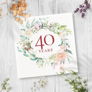 Ruby 40th Wedding Anniversary Roses Garland Napkin